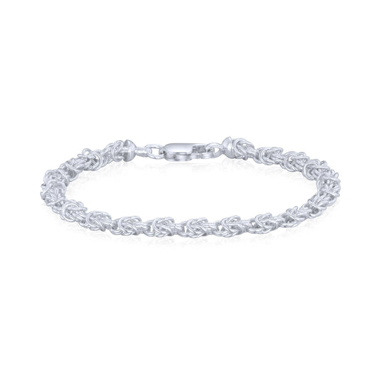 Sterling Silver Handmade Solid 4mm Byzantine Bracelet