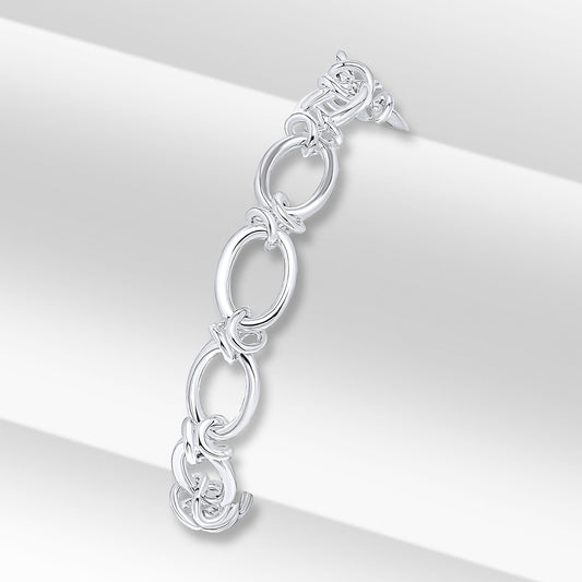 Sterling Silver Handmade Solid 9mm Oval Knot Bracelet with Bolt Ring Clasp