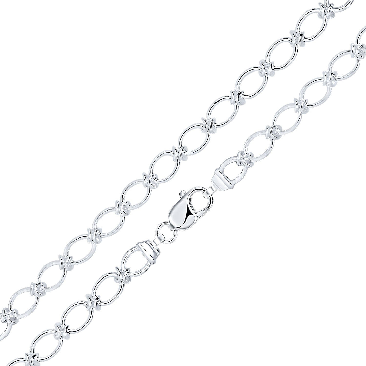 Sterling Silver 9mm Oval Knot Bracelet with Lobster Clasp