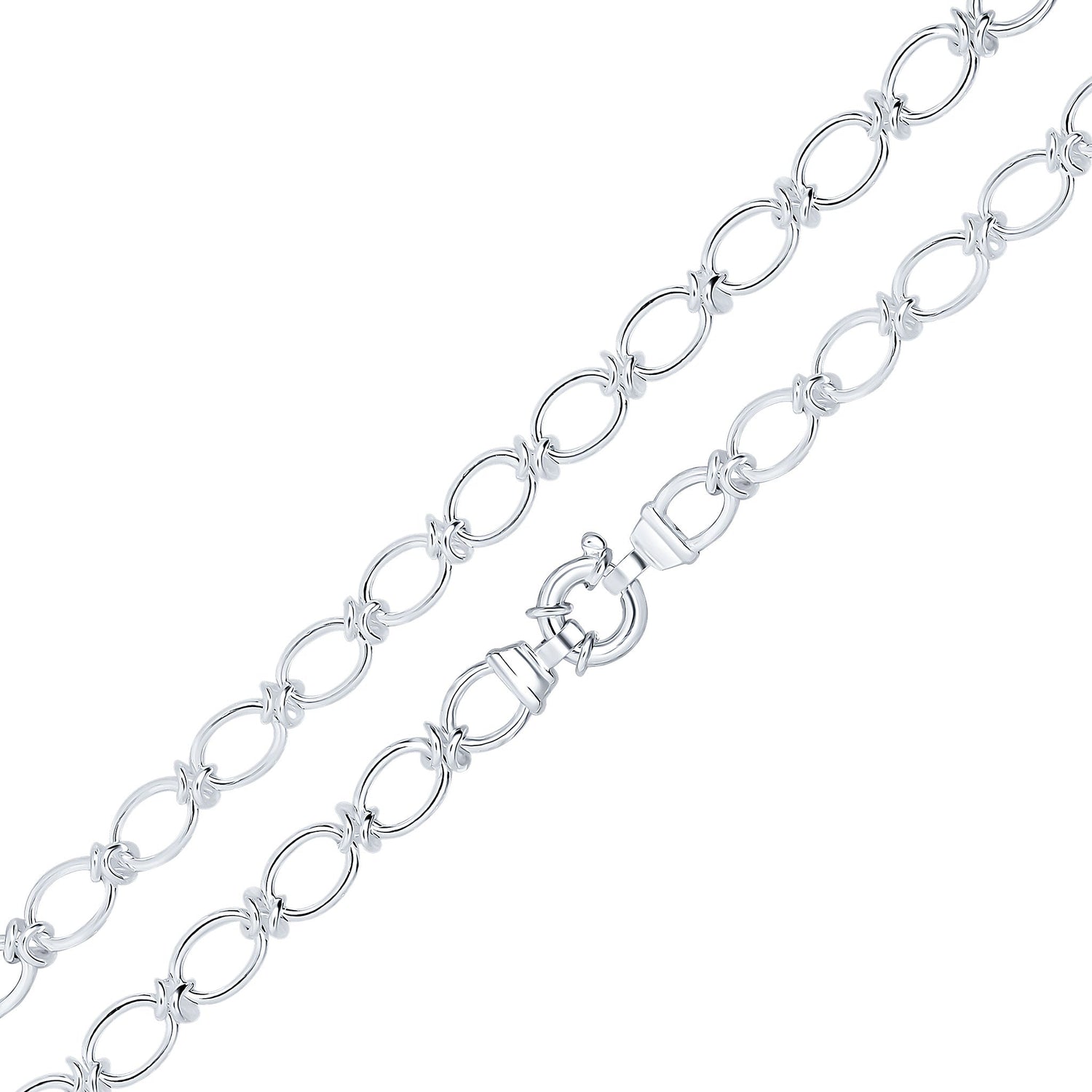 Sterling Silver 9mm Oval Knot Bracelet with Bolt Ring Clasp