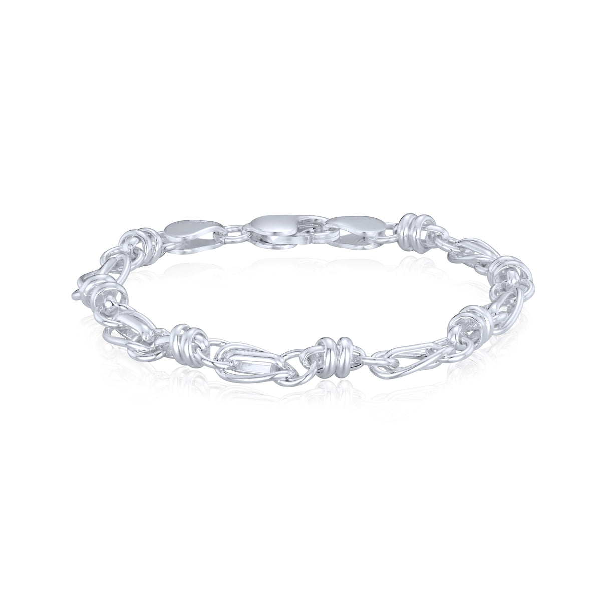 Sterling Silver Handmade Solid 7.8mm Multi Link Oval Bracelet