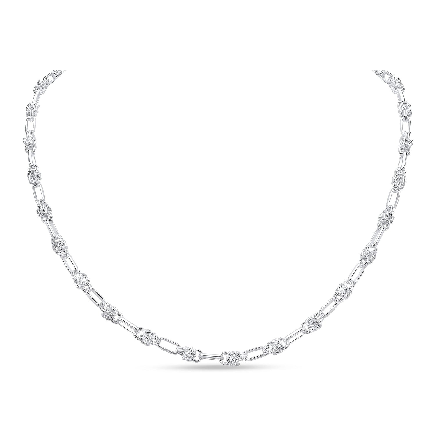 Sterling Silver 4.6mm Handmade Byzantine Oval Necklace