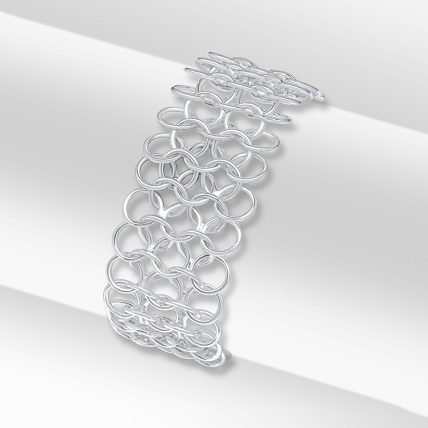 Sterling Silver 5 Row Link Ring Bracelet