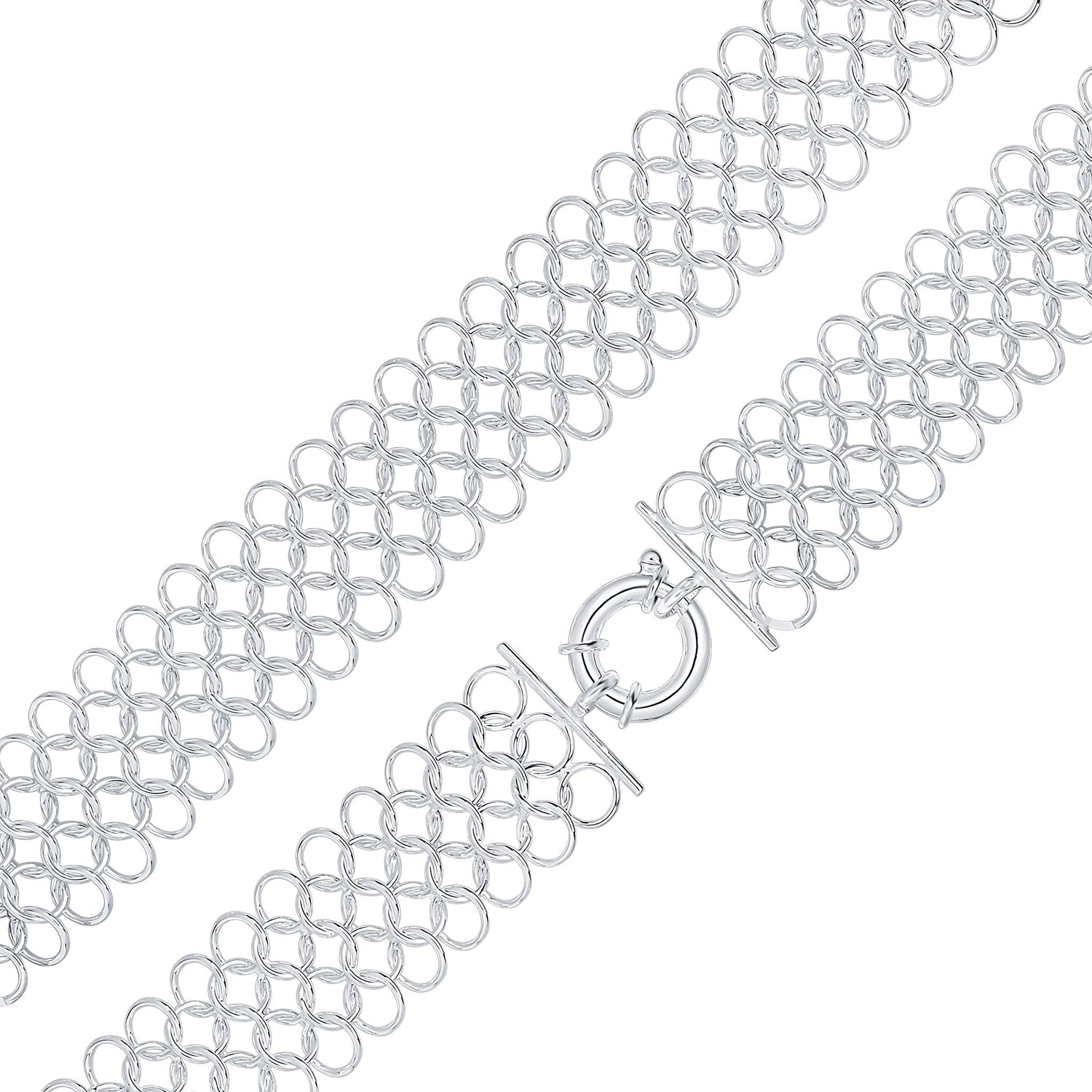 Sterling Silver 5 Row Link Ring Bracelet