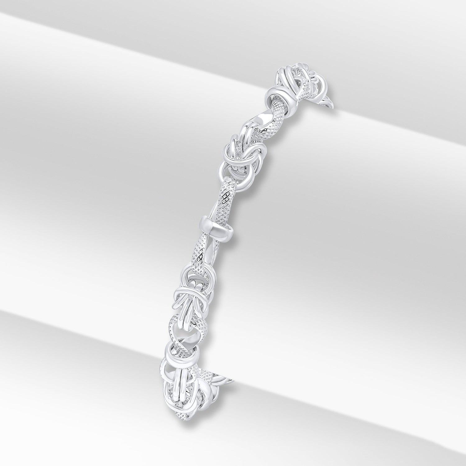 Sterling Silver 6.5mm Handmade Byzantine Infinity Twist Bracelet