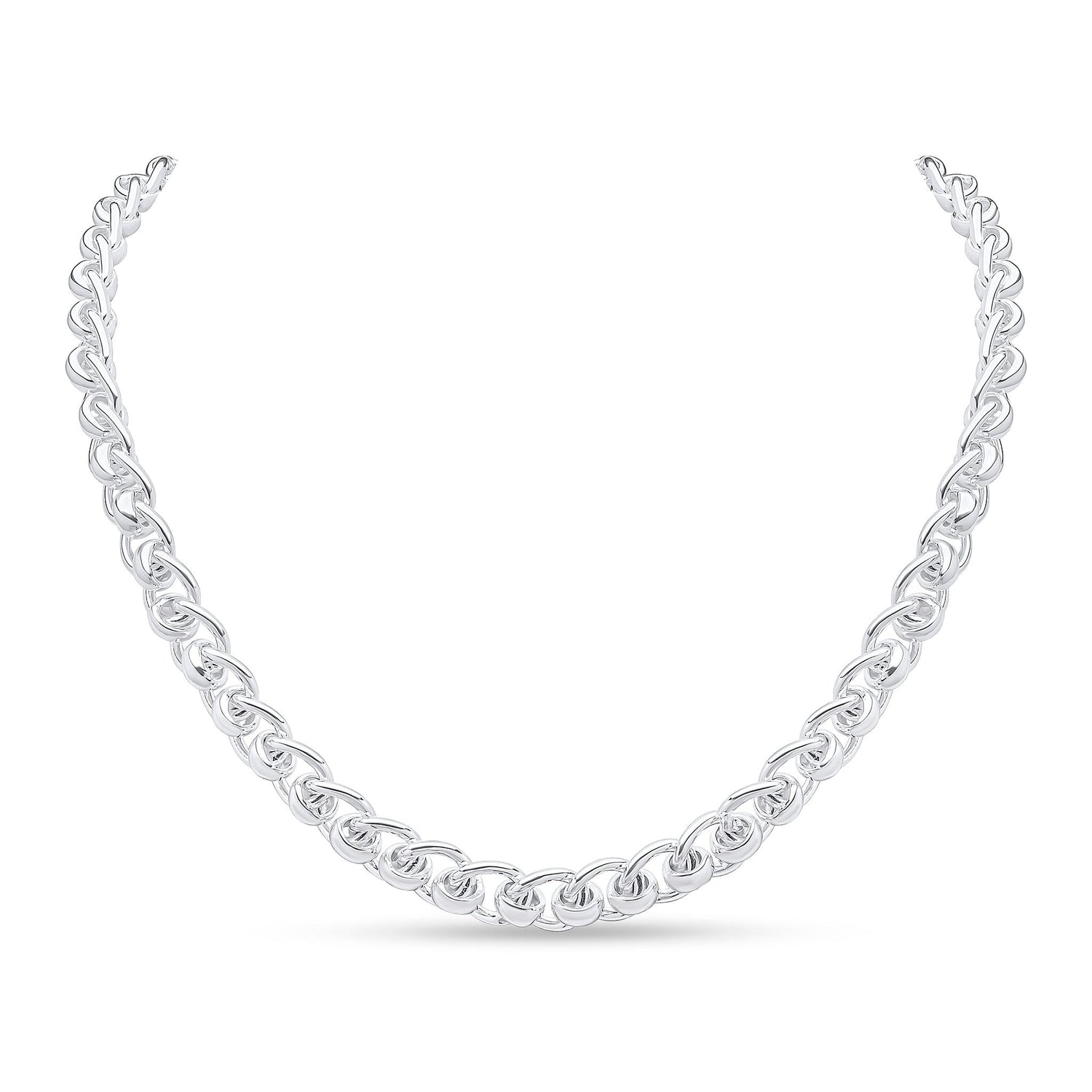 Sterling Silver 10mm Rollerball Necklace with Lobster Clasp