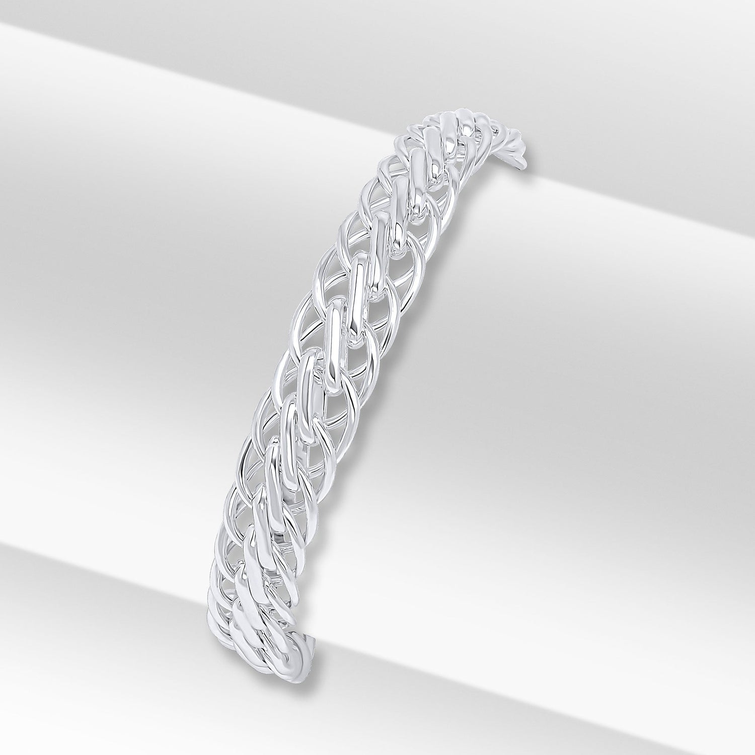Sterling Silver 9mm Flat Spiga Bracelet