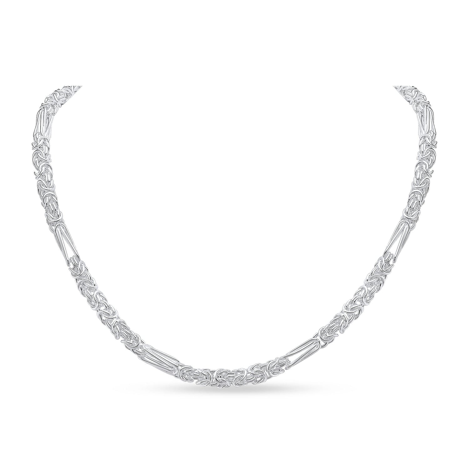 Sterling Silver 5mm Byzantine Long & Short Necklace With Bolt Ring Clasp