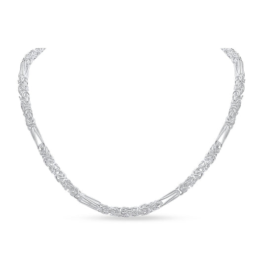 Sterling Silver 5mm Byzantine Long And Short Necklace With Bolt Ring Clasp