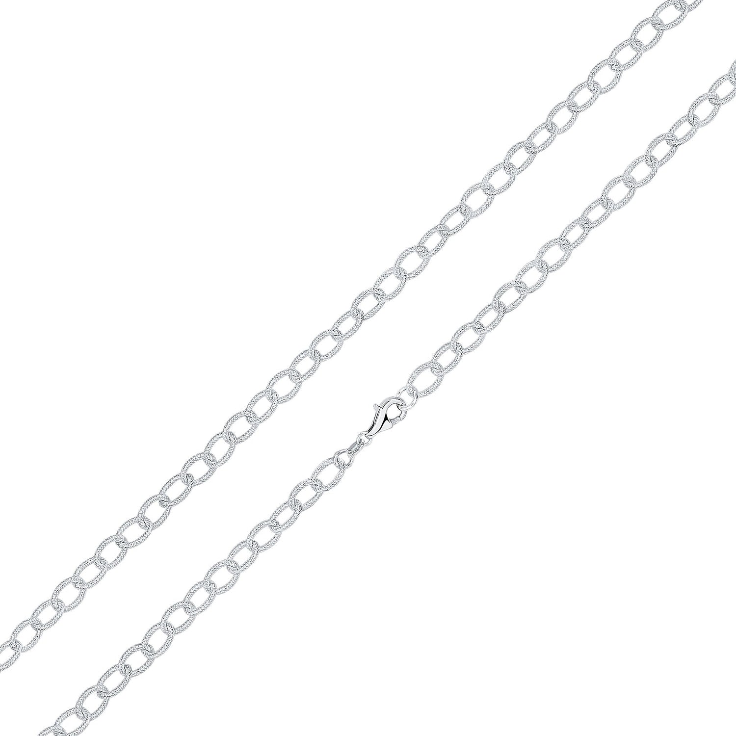 Sterling Silver Handmade Textured Curb Chain Necklace