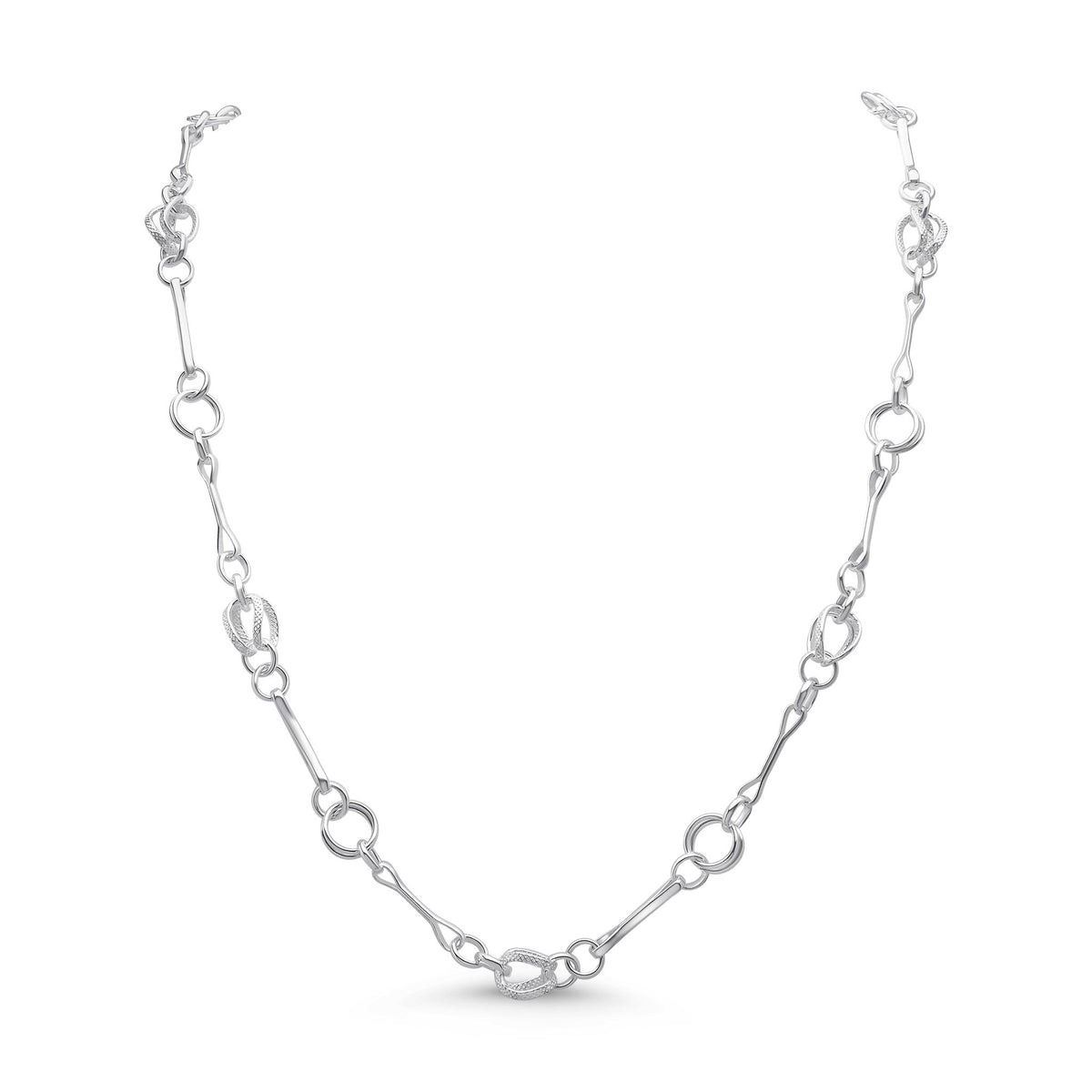 Sterling Silver Handmade Solid 8mm Twist Circles Necklace