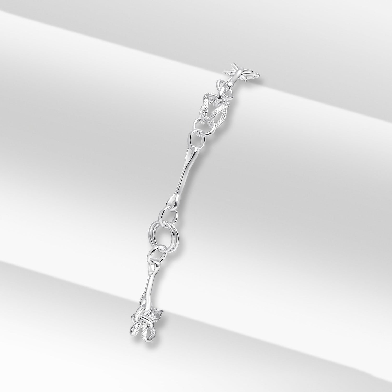 Sterling Silver 8mm Handmade Twist Circles Bracelet