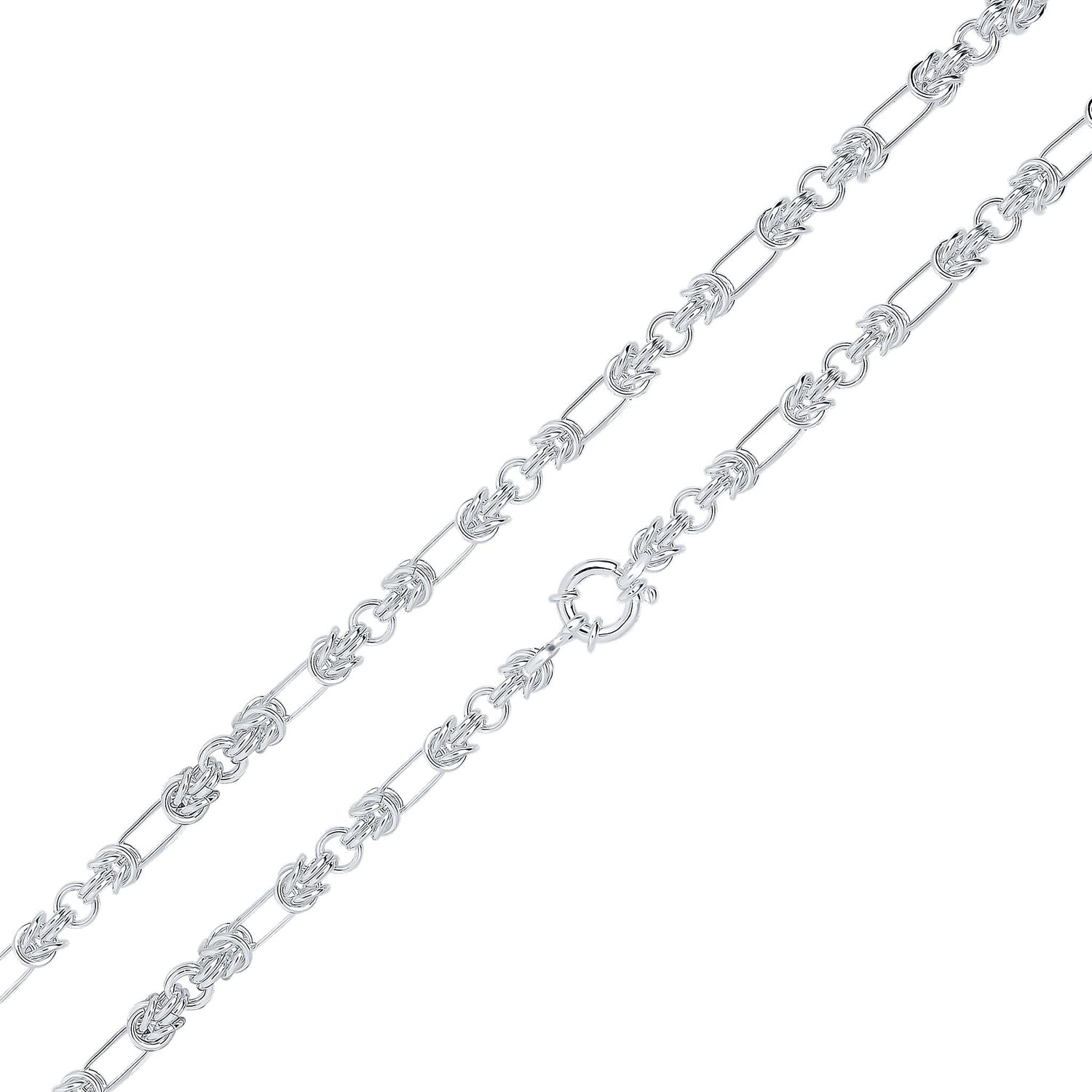Sterling Silver Handmade Solid 6.5mm Byzantine Oval Bracelet
