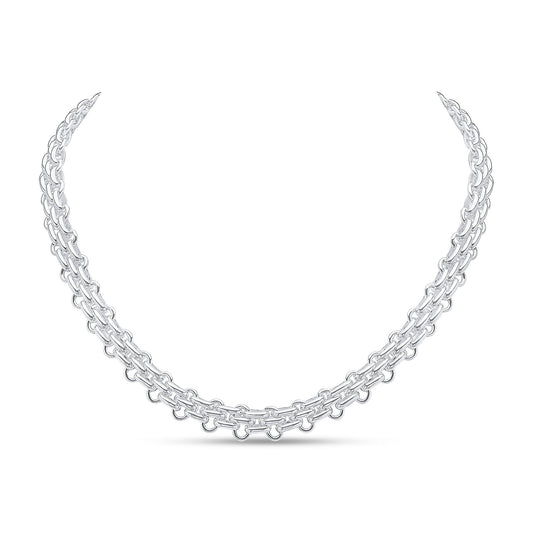 Sterling Silver 10mm Brick Necklace With Bolt Ring