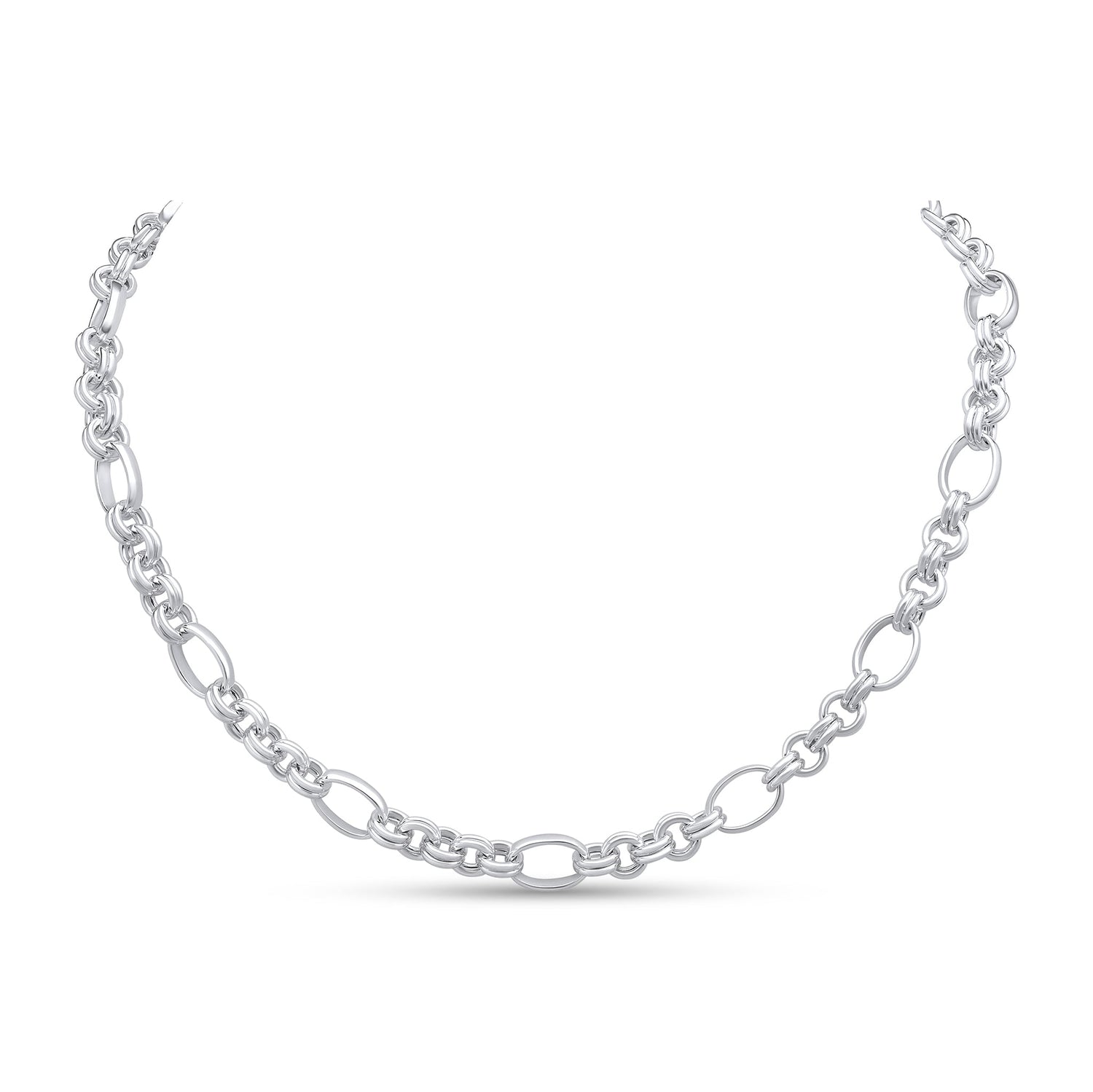Silver 8.5mm Handmade Figaro Belcher Necklace with Lobster Clasp