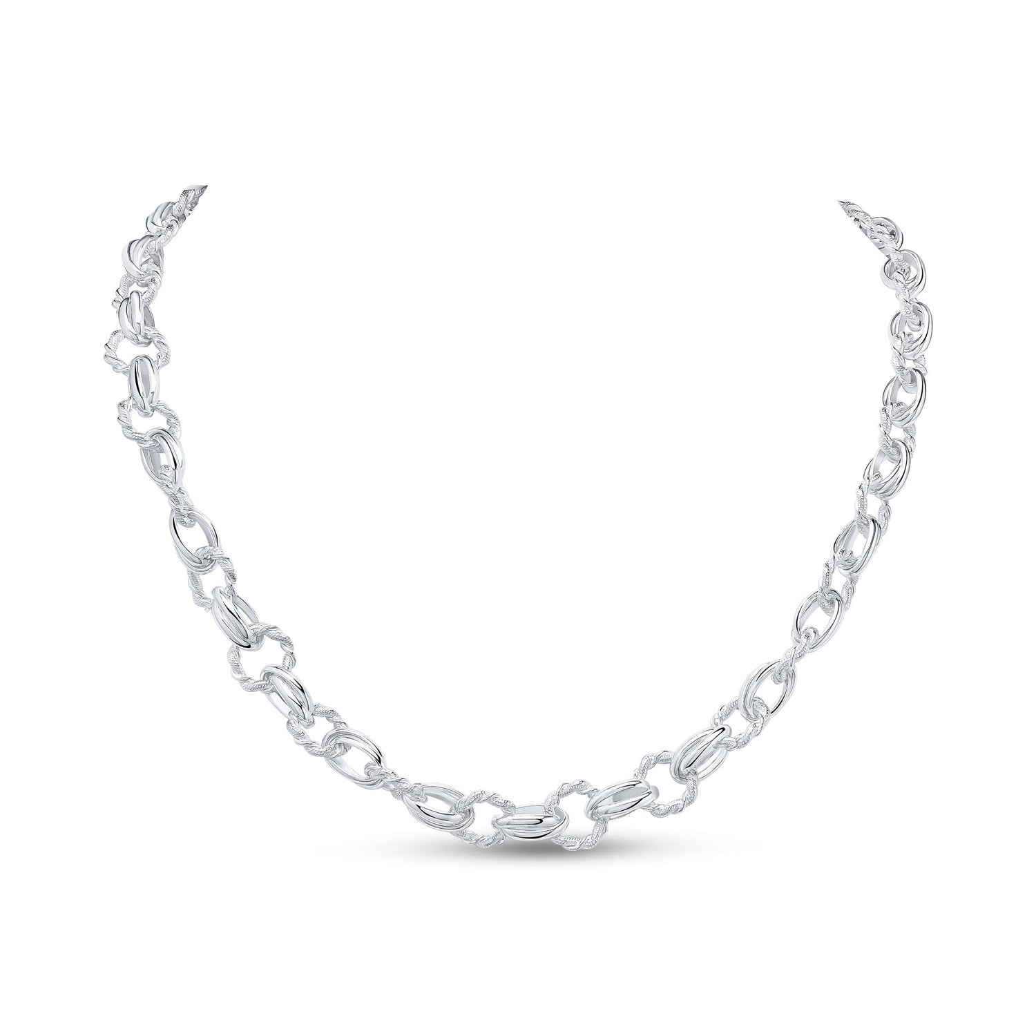 Sterling Silver 10mm Fancy Round Twist Necklace