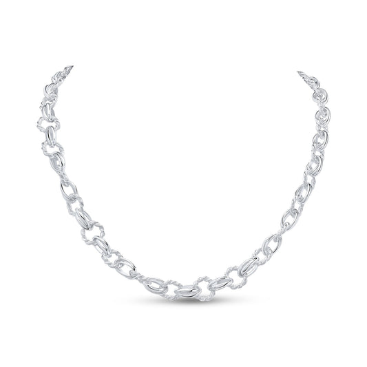 Sterling Silver 10mm Fancy Round Twist Necklace