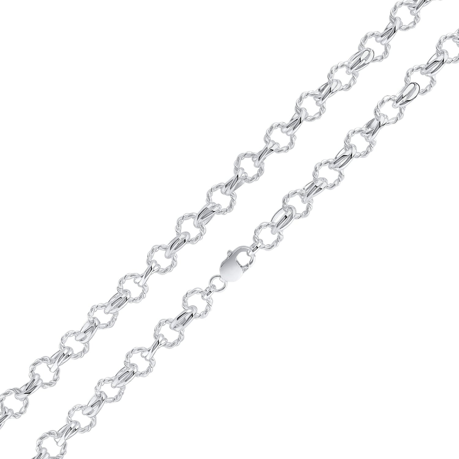 Sterling Silver 10mm Fancy Round Twist Necklace