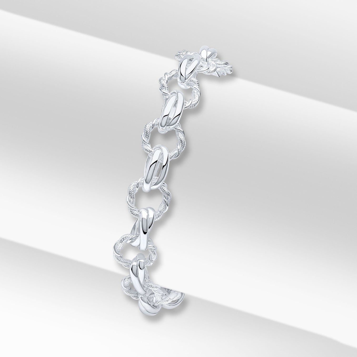 Sterling Silver 10mm Fancy Round Twist Bracelet