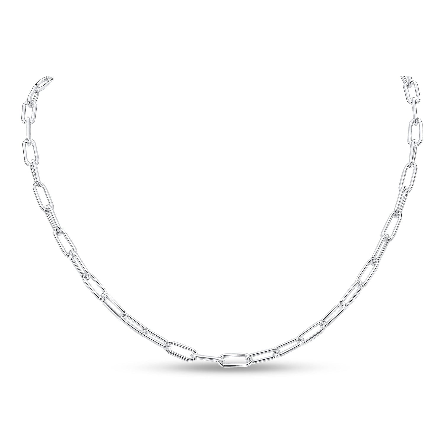 Sterling Silver 4x12mm Paperchain Link Necklace