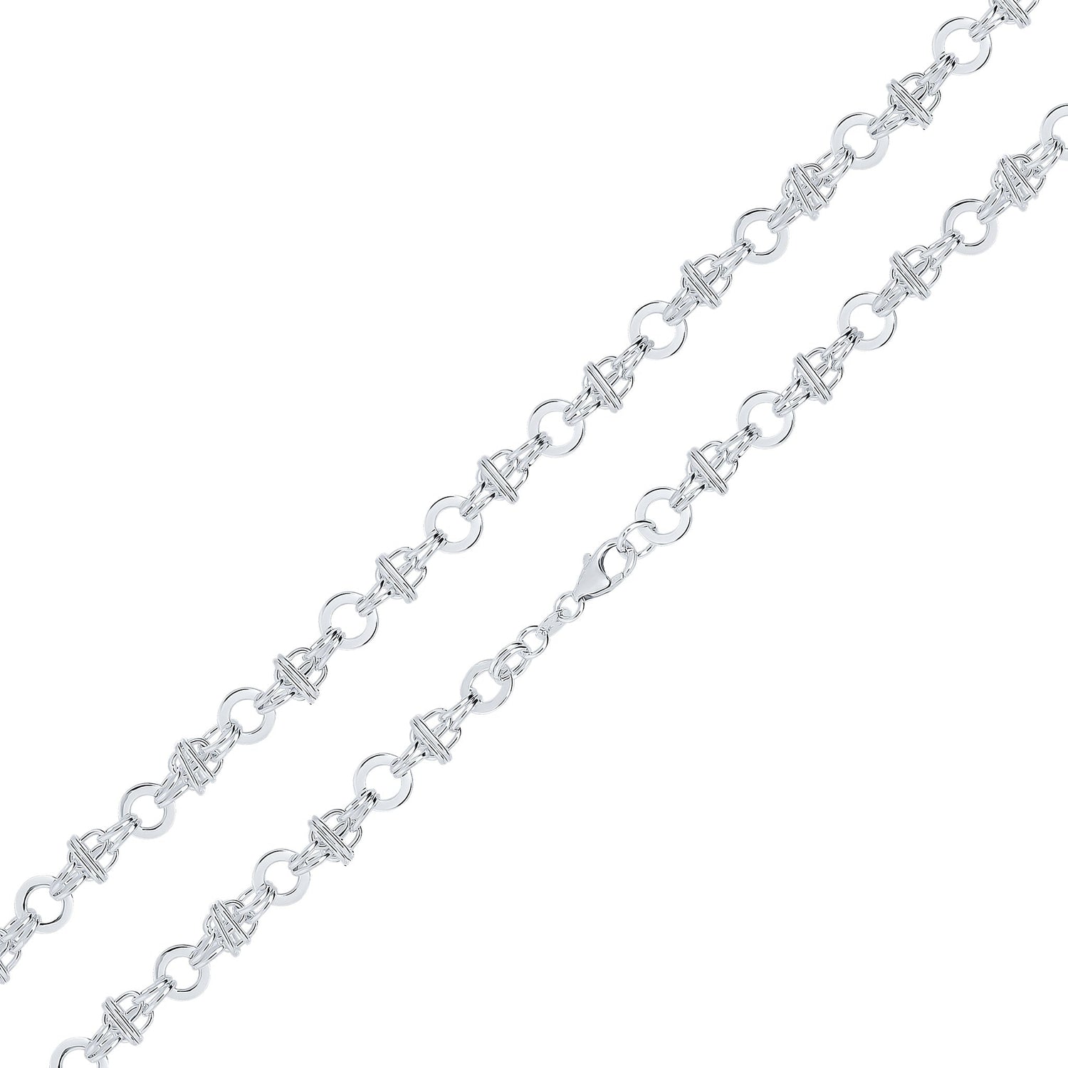 Silver 9mm Handmade 9mm Circle Multilink Chain