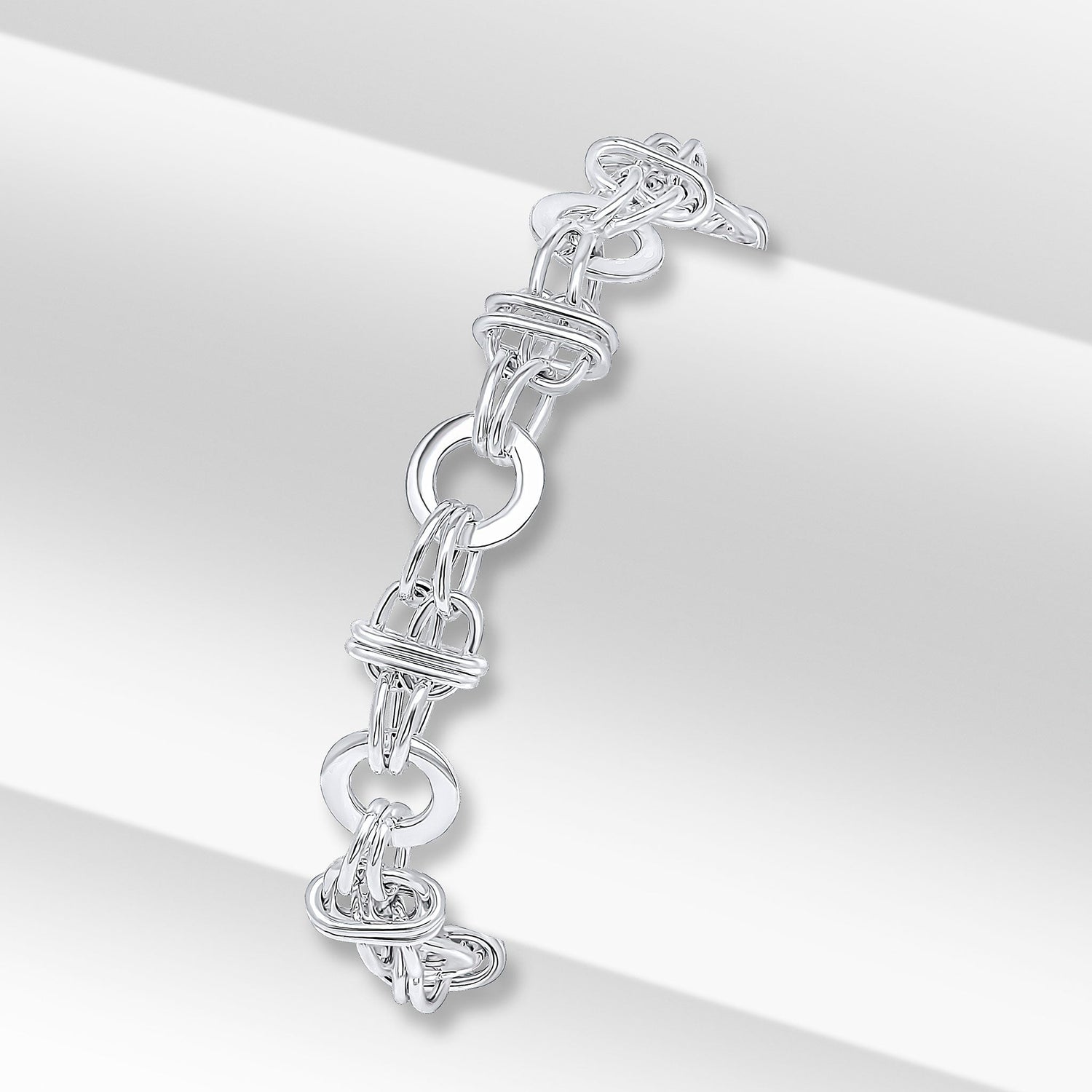 Silver 9mm Handmade 9mm Circle Multilink Chain