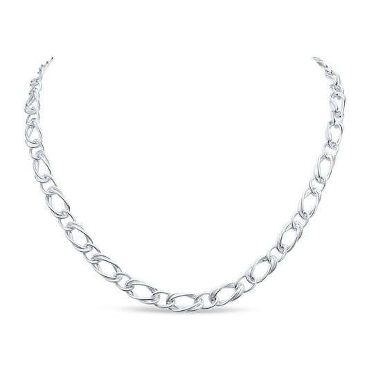 Sterling Silver Handmade Solid 8mm Oval Double Link Necklace