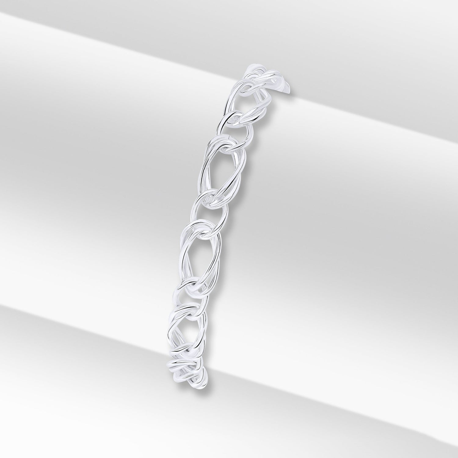 Sterling Silver 8mm Handmade Oval Double Link Bracelet