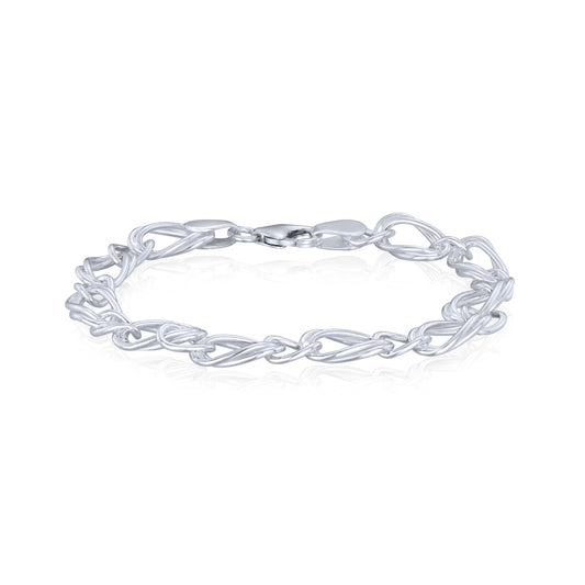 Sterling Silver Handmade Solid 8mm Oval Double Link Bracelet