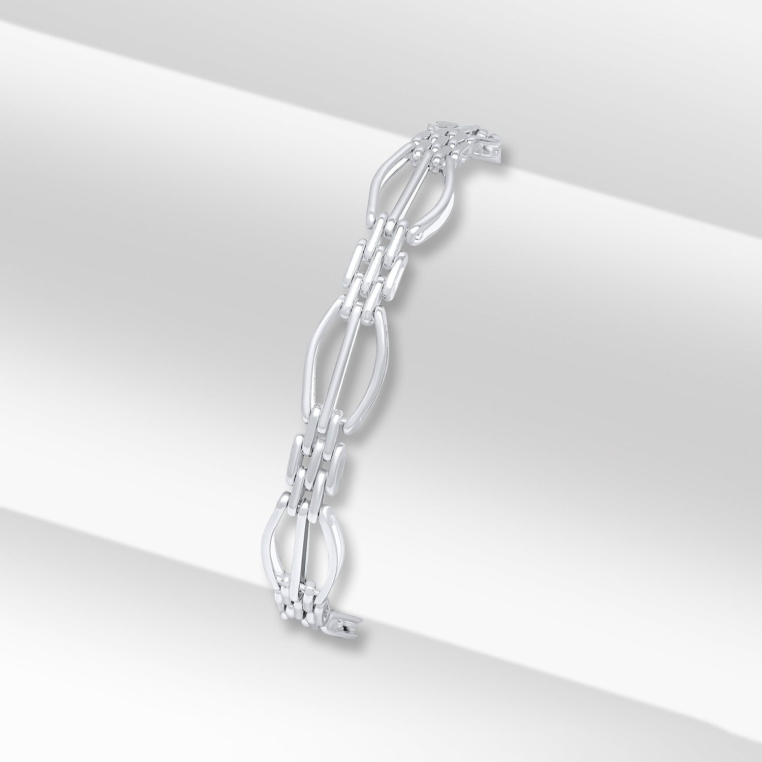 Sterling Silver 9mm Curved Gate Bracelet