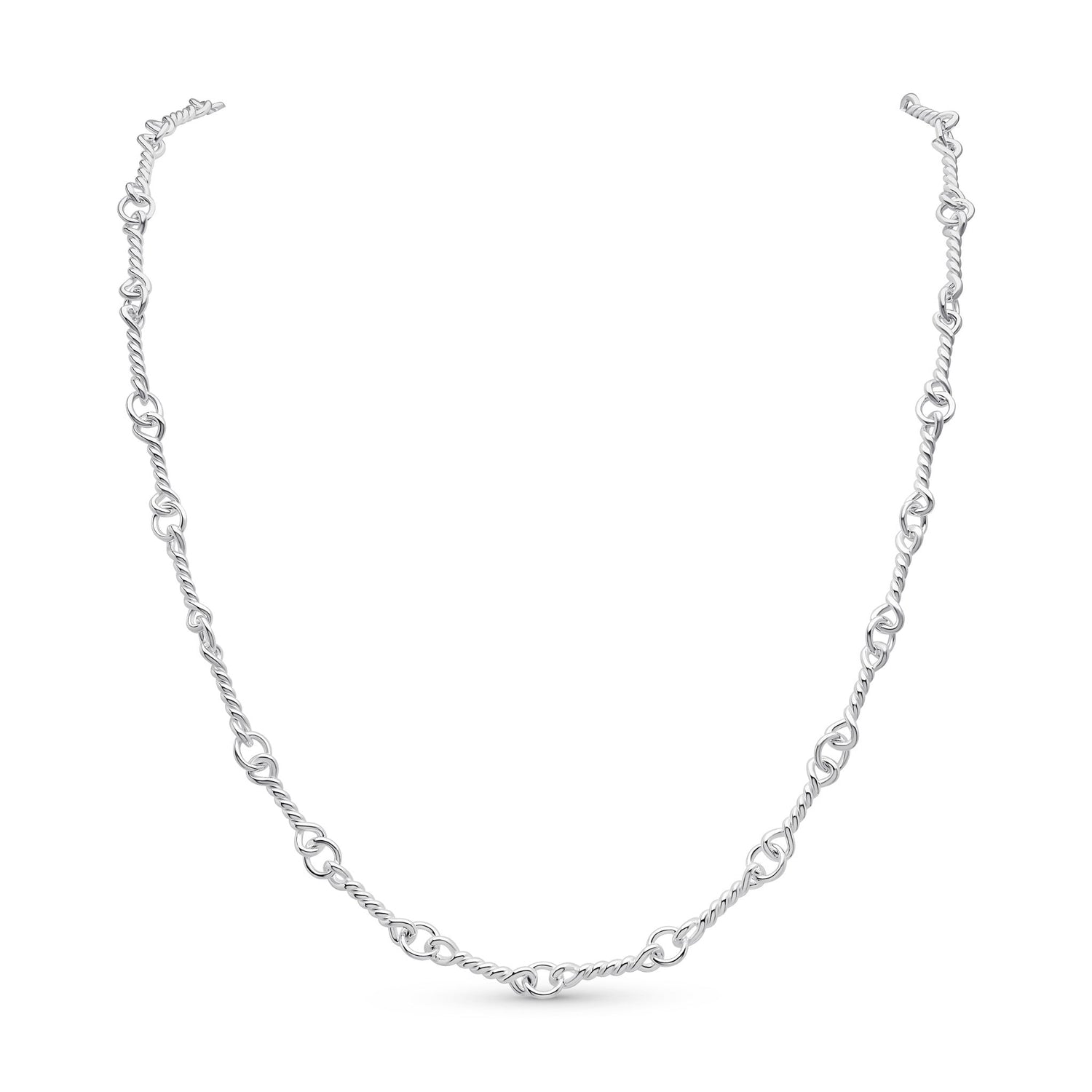 Sterling Silver Handmade Solid 2-5.5mm Twist Bar Necklace