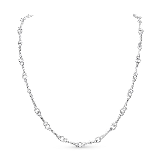 Sterling Silver Handmade Solid 2-5.5mm Twist Bar Necklace
