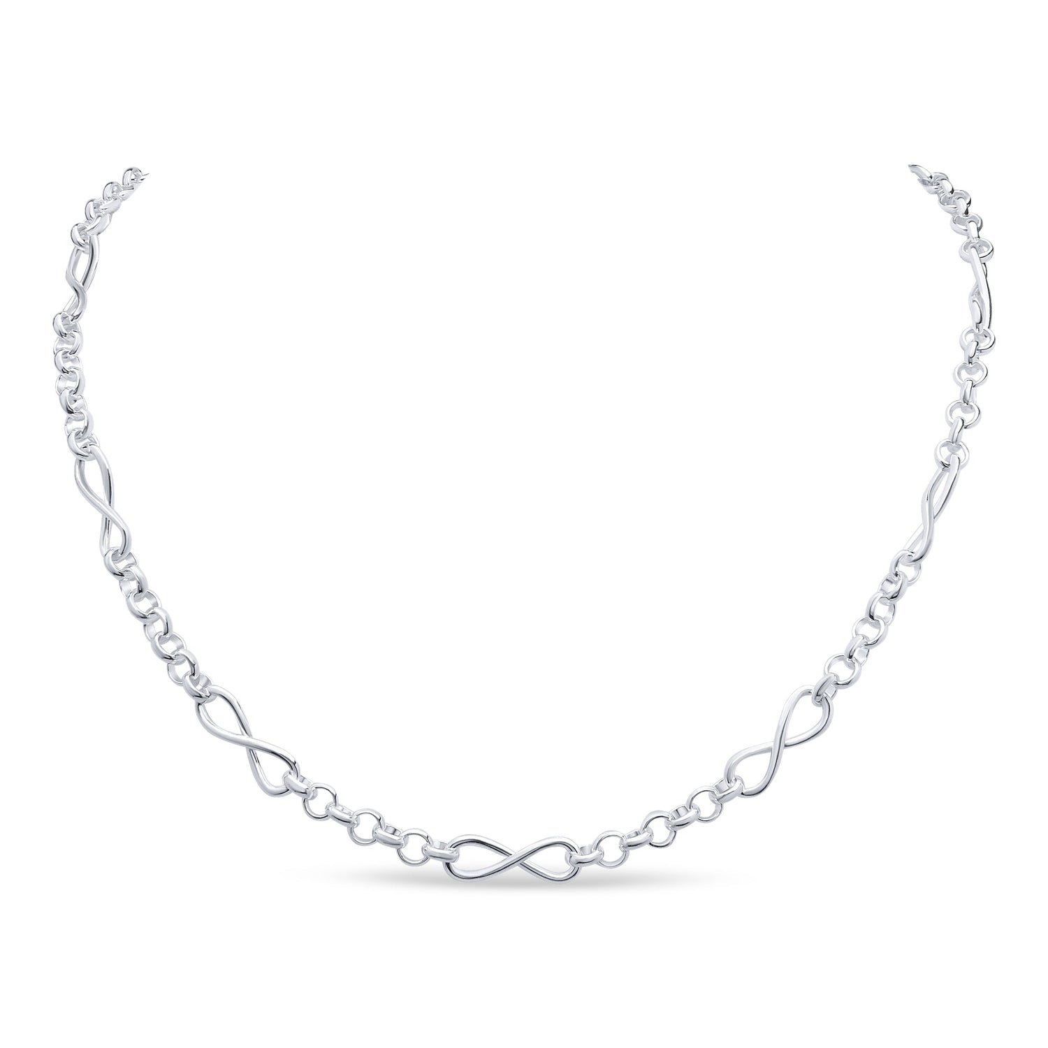 Sterling Silver 6.3mm Handmade Infinity Belcher Necklace