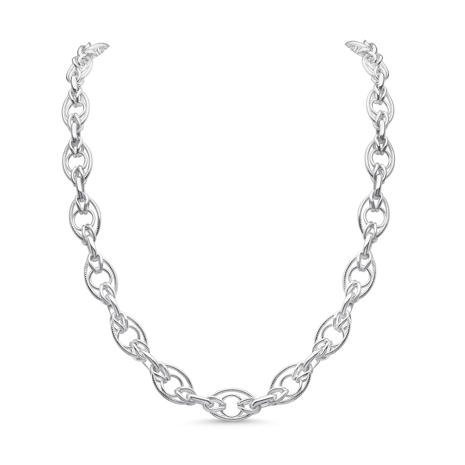 Sterling Silver 10.7mm Oval Knot Necklace