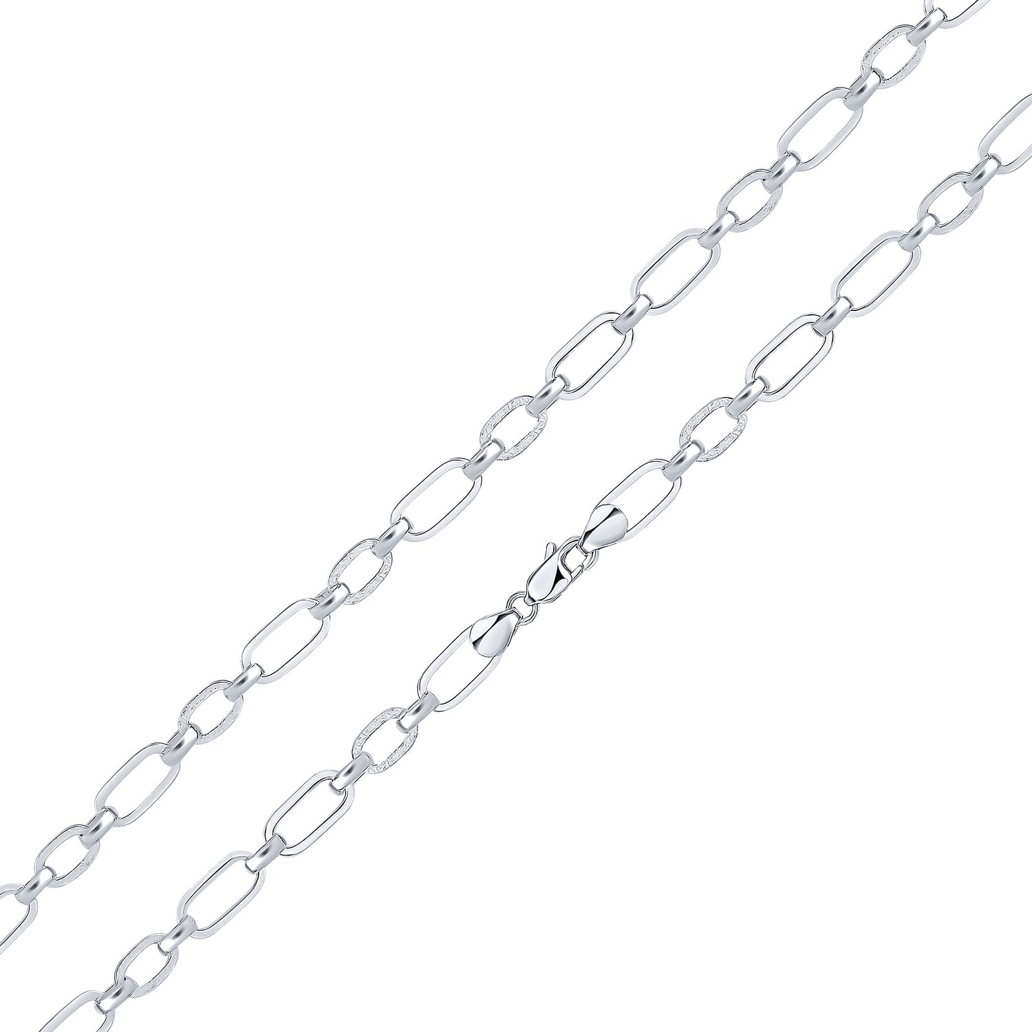 Sterling Silver Handmade Solid 8mm Textured Oval Link Bracelet