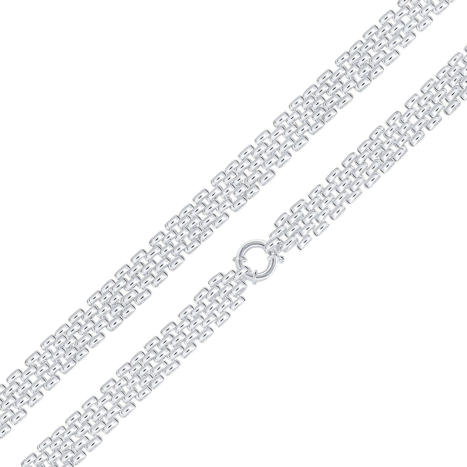 Sterling Silver 15mm Handmade Five Row Brick Bracelet