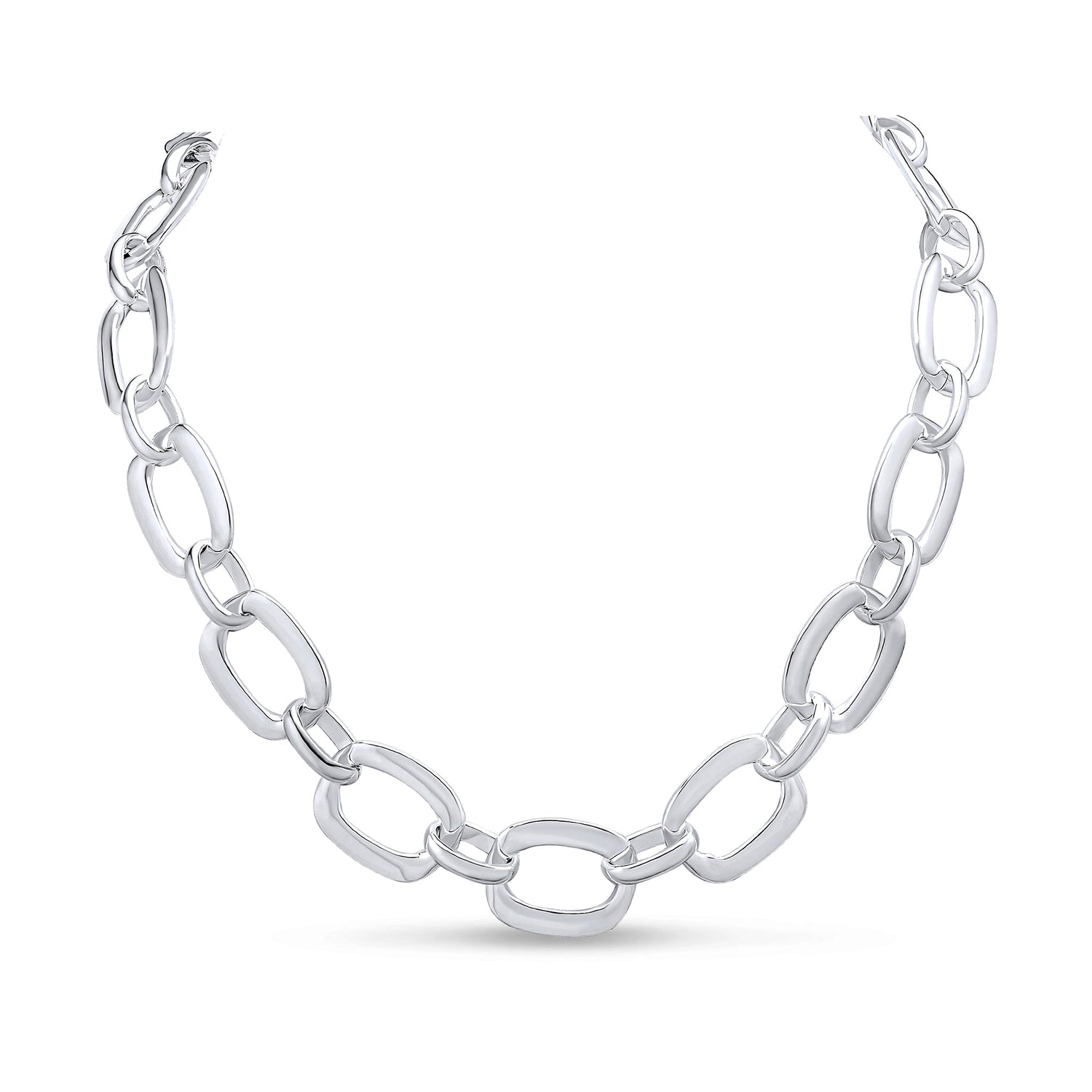 Sterling Silver Handmade Solid 19mm Square Fancy Necklace