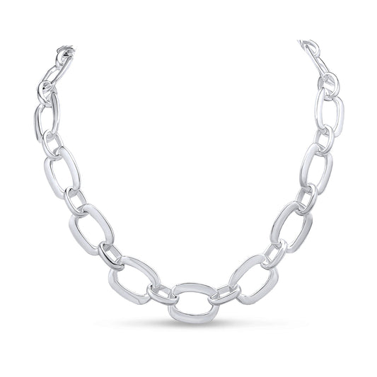 Sterling Silver Handmade Solid 19mm Square Fancy Necklace