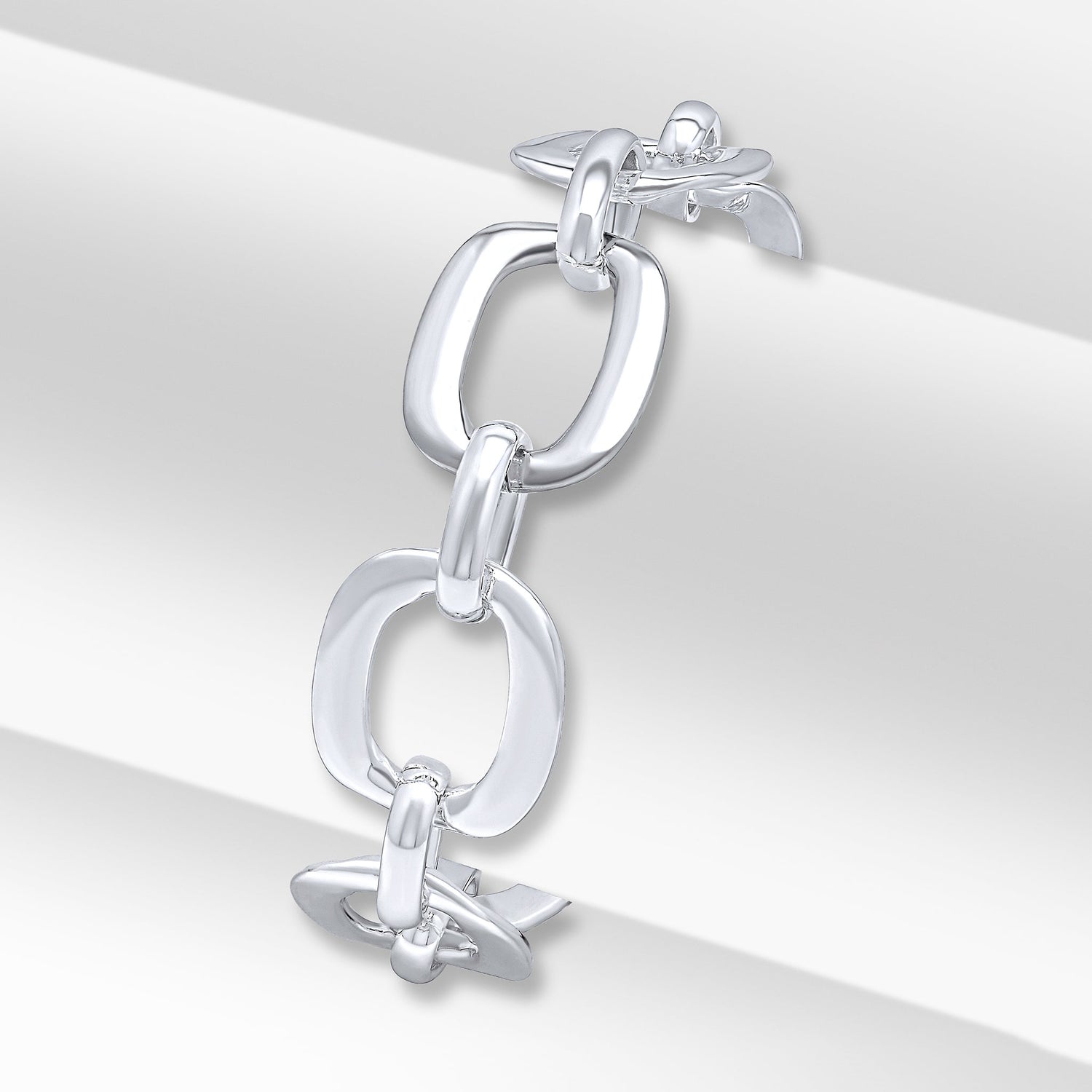 Sterling Silver 19mm Square Fancy Bracelet