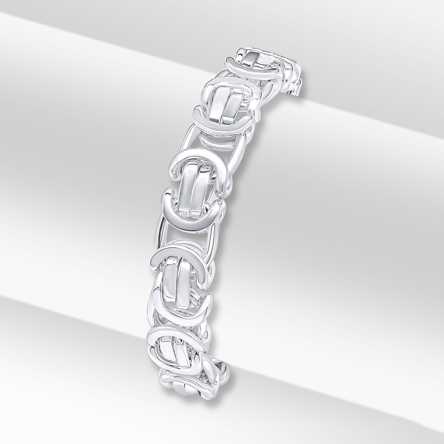 Sterling Silver 10mm Flat Byzantine Bracelet