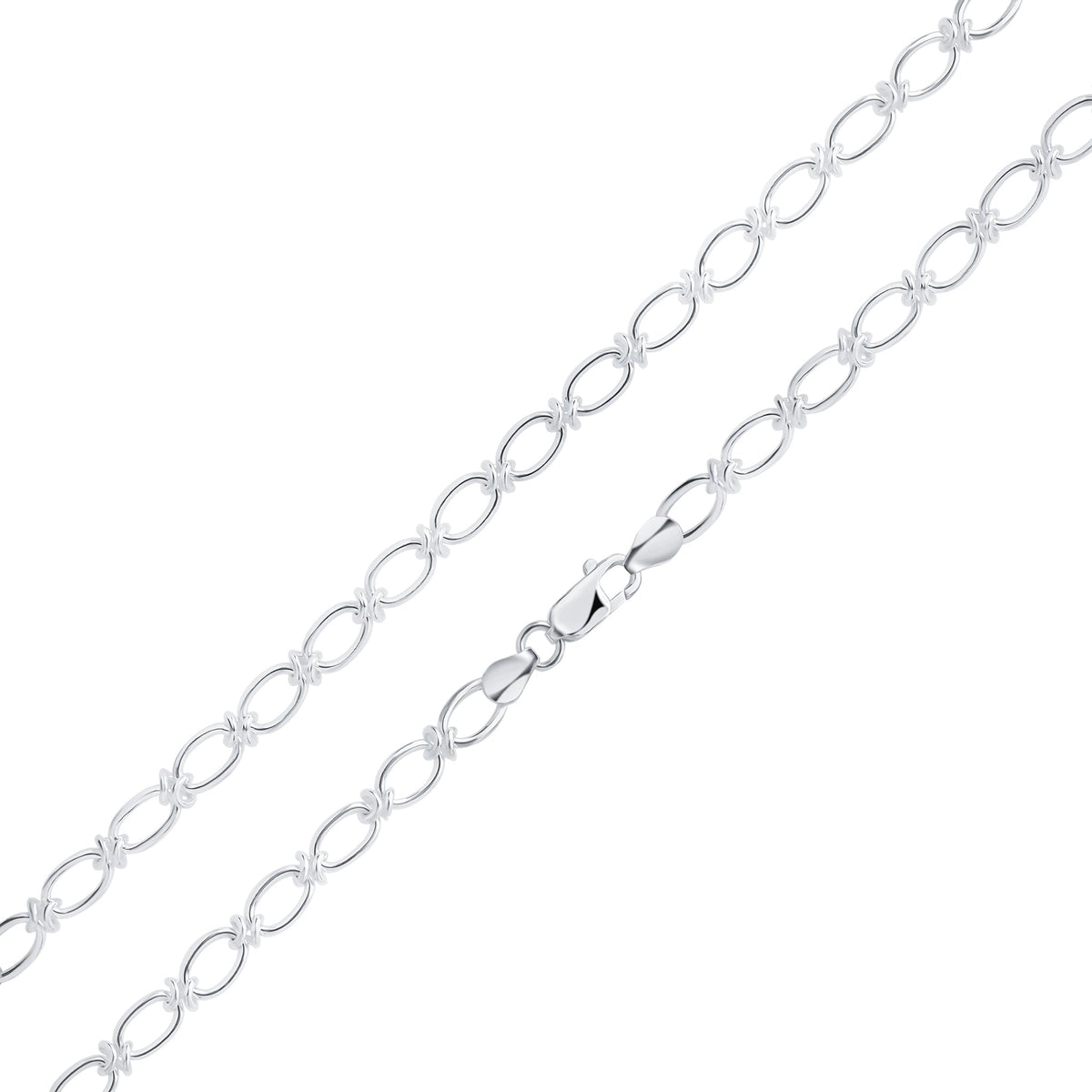Sterling Silver Handmade Solid Oval Knot Necklace — 6.2mm