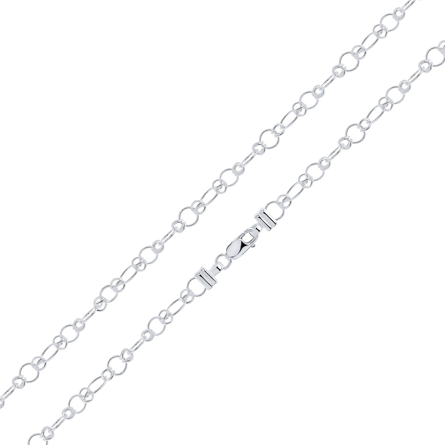 Sterling Silver 6.8mm Handmade Oval Fancy Bracelet