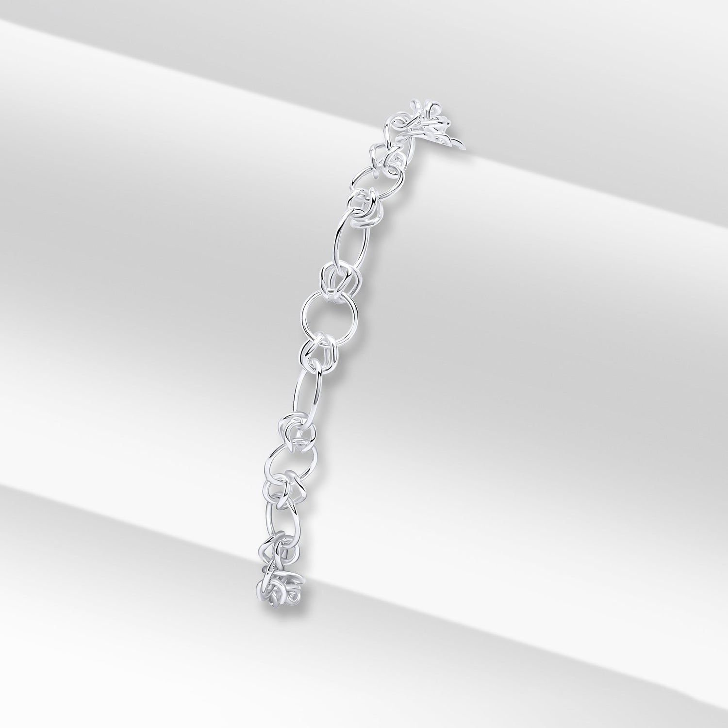 Sterling Silver 6.8mm Handmade Oval Fancy Bracelet