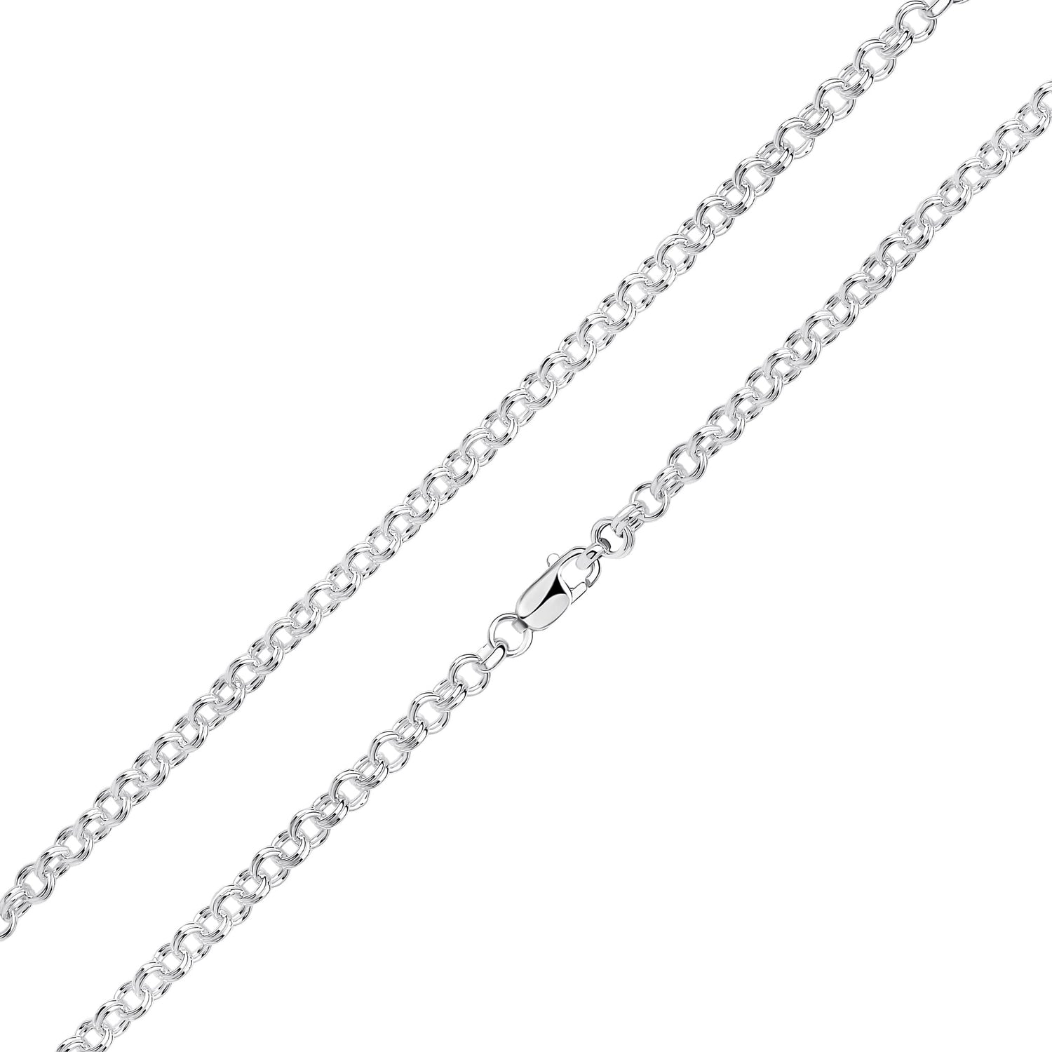 Sterling Silver Handmade Solid Double Round Belcher Chain Bracelet