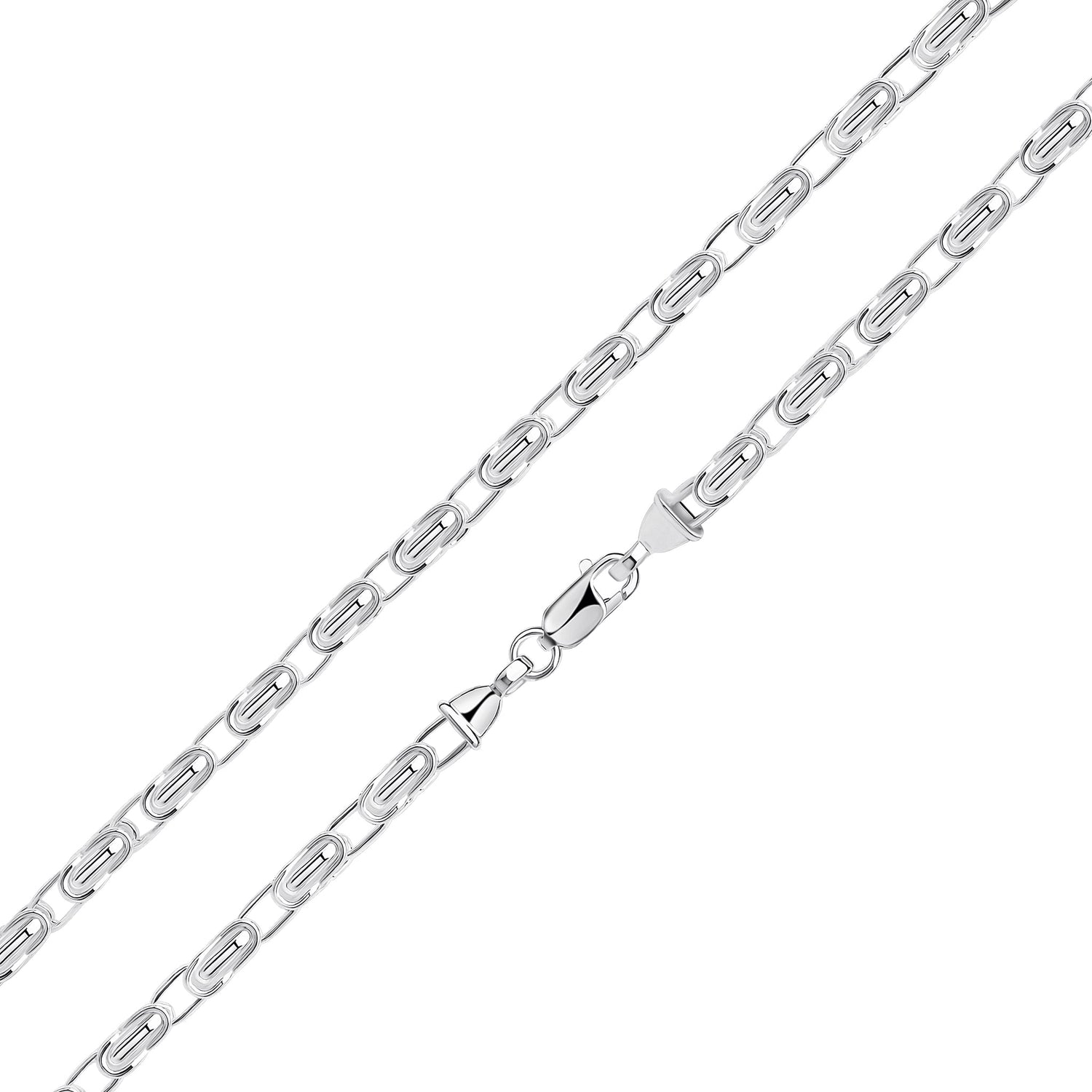 Sterling Silver Handmade Solid 5mm Byzantine Flat Links Bracelet