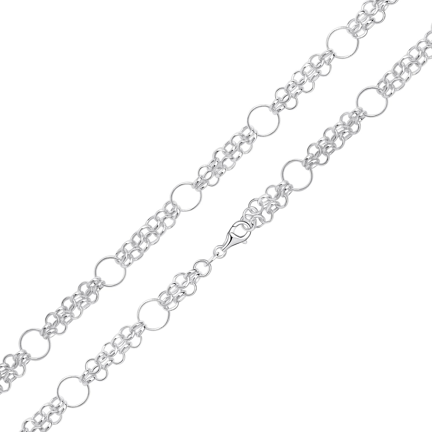 Sterling Silver Handmade Solid Oval and Round Gate Bracelet