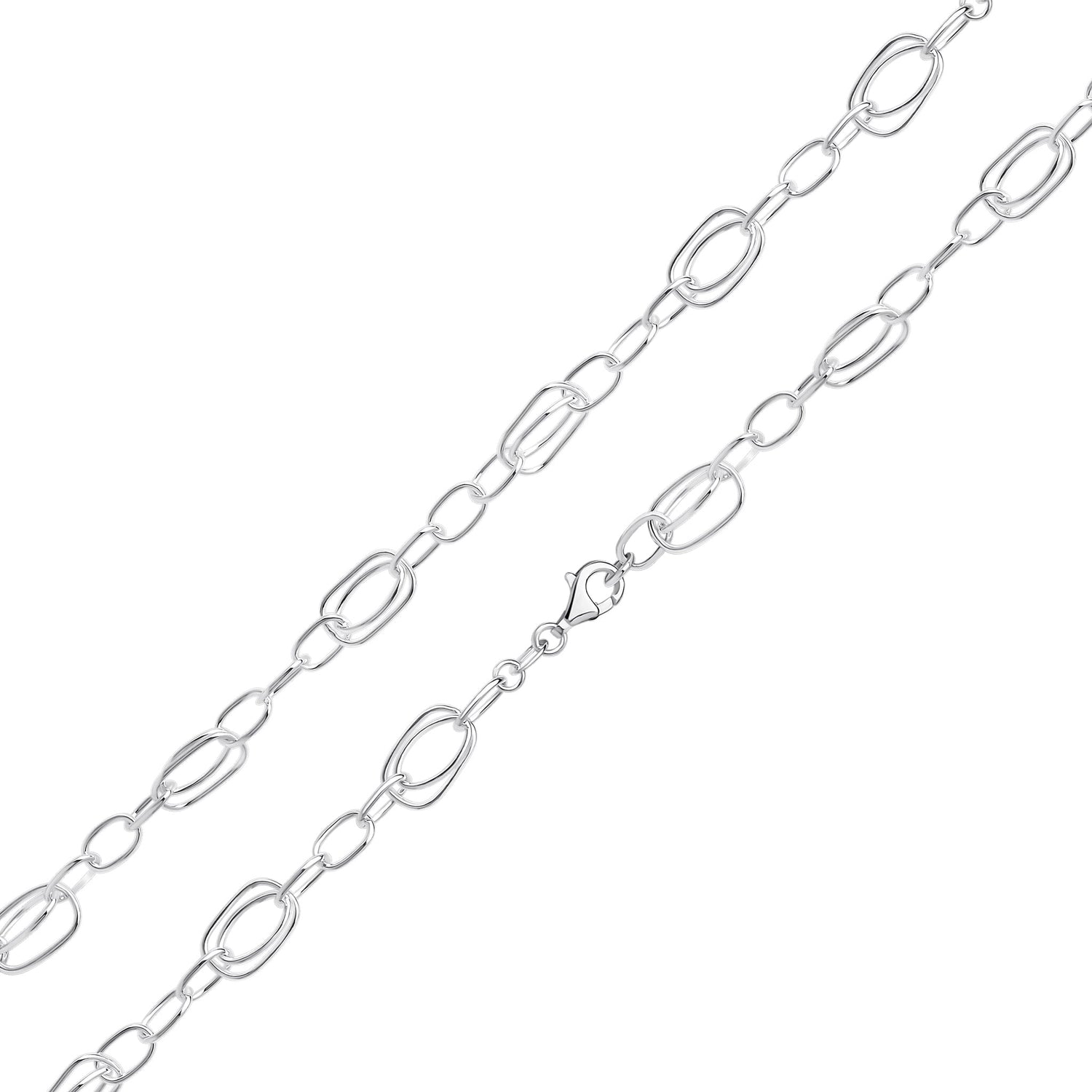 Sterling Silver Handmade Solid Fancy Multi Link Square Bracelet