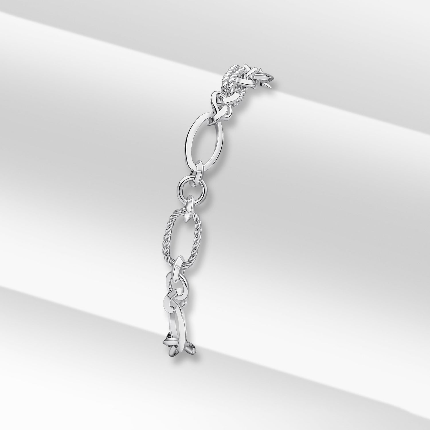 Sterling Silver Handmade Solid 7.4mm Oval and Textured Fancy Bracelet