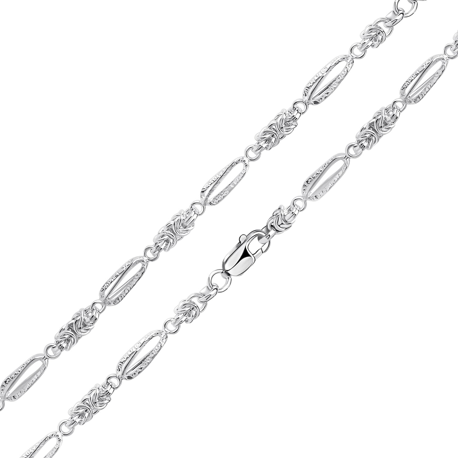 Sterling Silver Handmade Solid 6.6mm Byzantine Chain Bracelet
