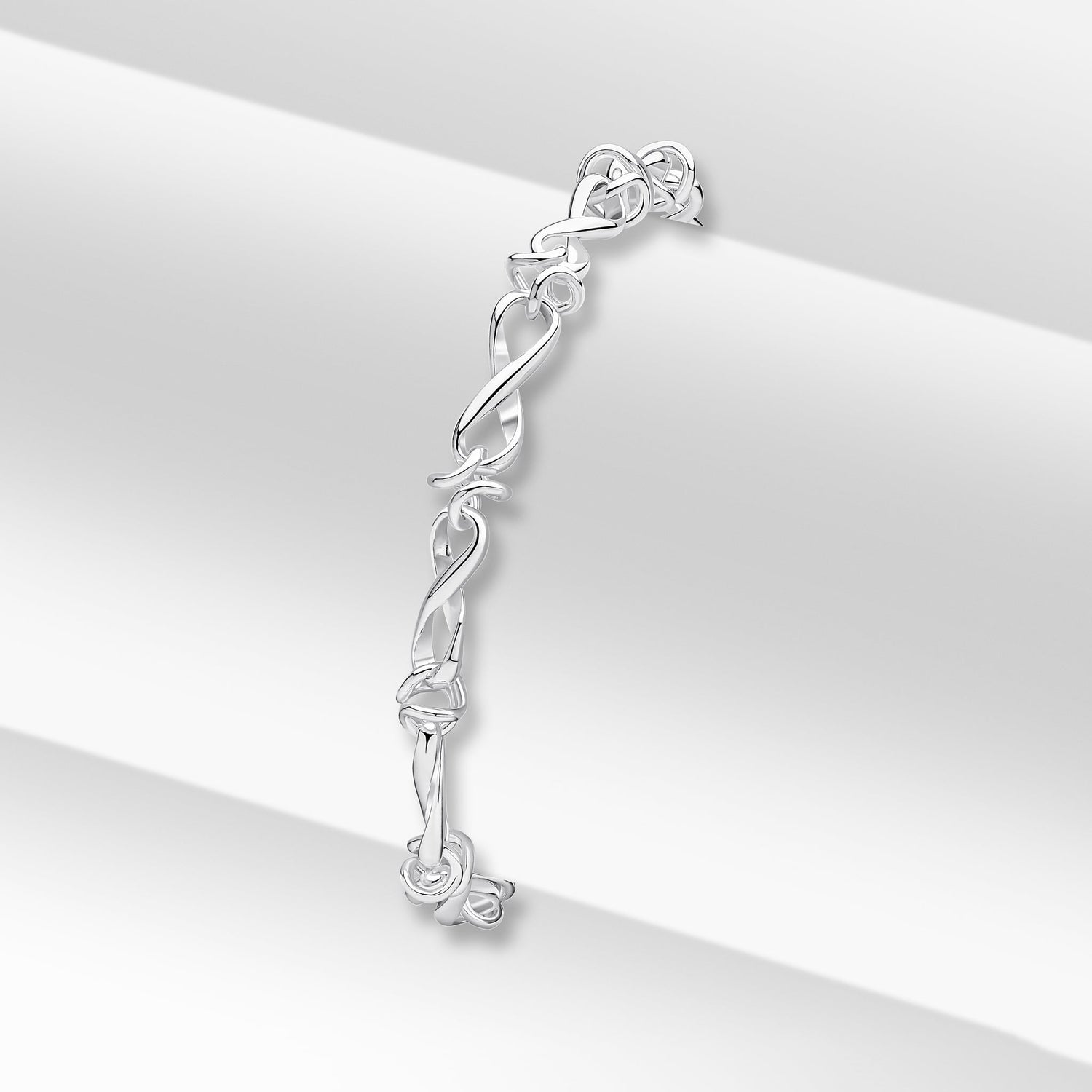 Sterling Silver Handmade Solid 6.3mm Infinity Knot Bracelet